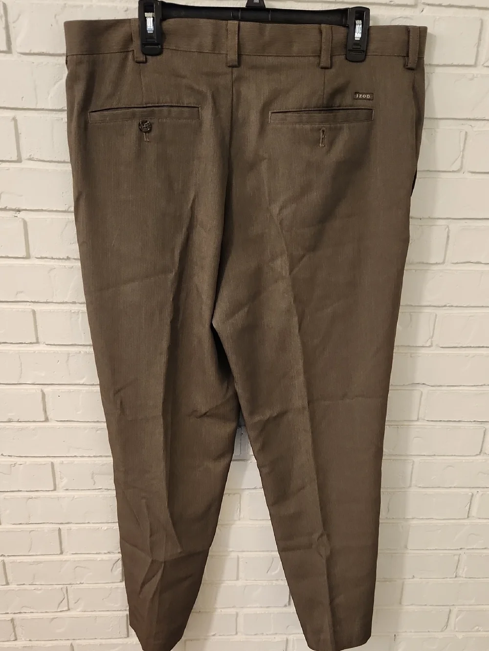 Izod Men's Green/Brown Dress Pants - Classic Straight Fit